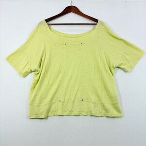 Eileen Fisher Linen Dolman Sleeve Tunic Top Yellow Green Size Large Coastal Airy